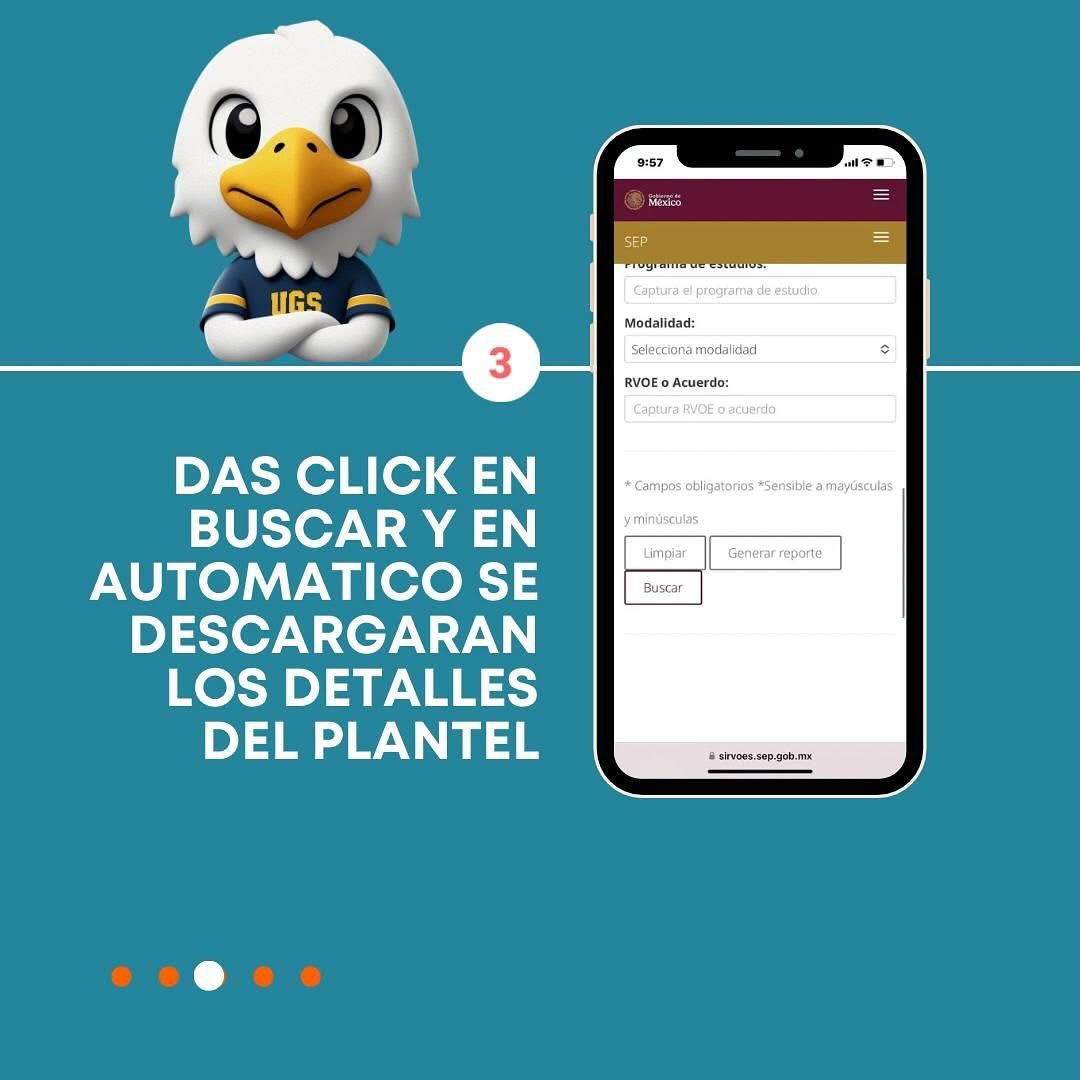 Paso 4 del tutorial para comprobar la validez de los RVOE de la UGS